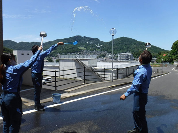 山の田浄水場での様子